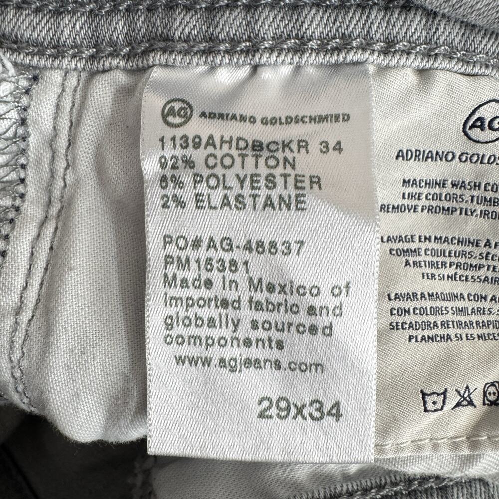 AG Adriano Goldschmied The Dylan Slim Fit Men's Jeans 29x34 Light Gray - Picture 7 of 9